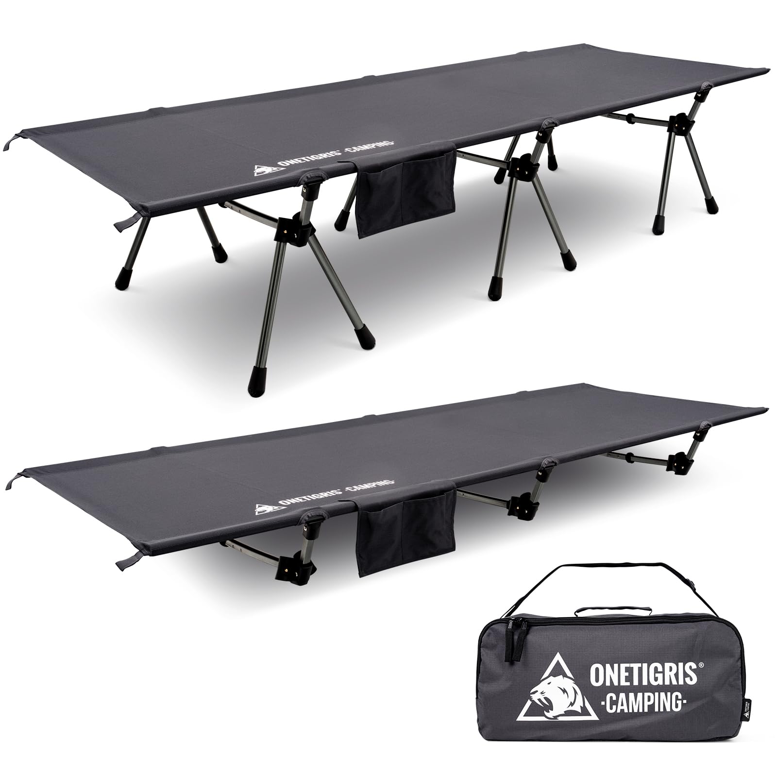 ONETIGRIS Supranubis camping cot setup enables quick outdoor rest.