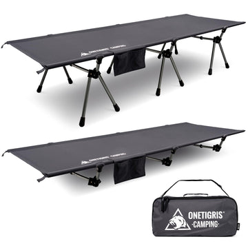 ONETIGRIS Supranubis camping cot setup enables quick outdoor rest.