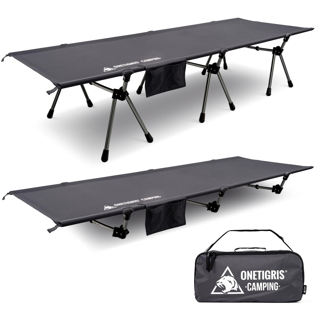 ONETIGRIS Supranubis camping cot setup enables quick outdoor rest.