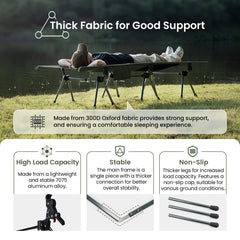 ONETIGRIS Supranubis cot leg extensions provide stable support on uneven terrain
