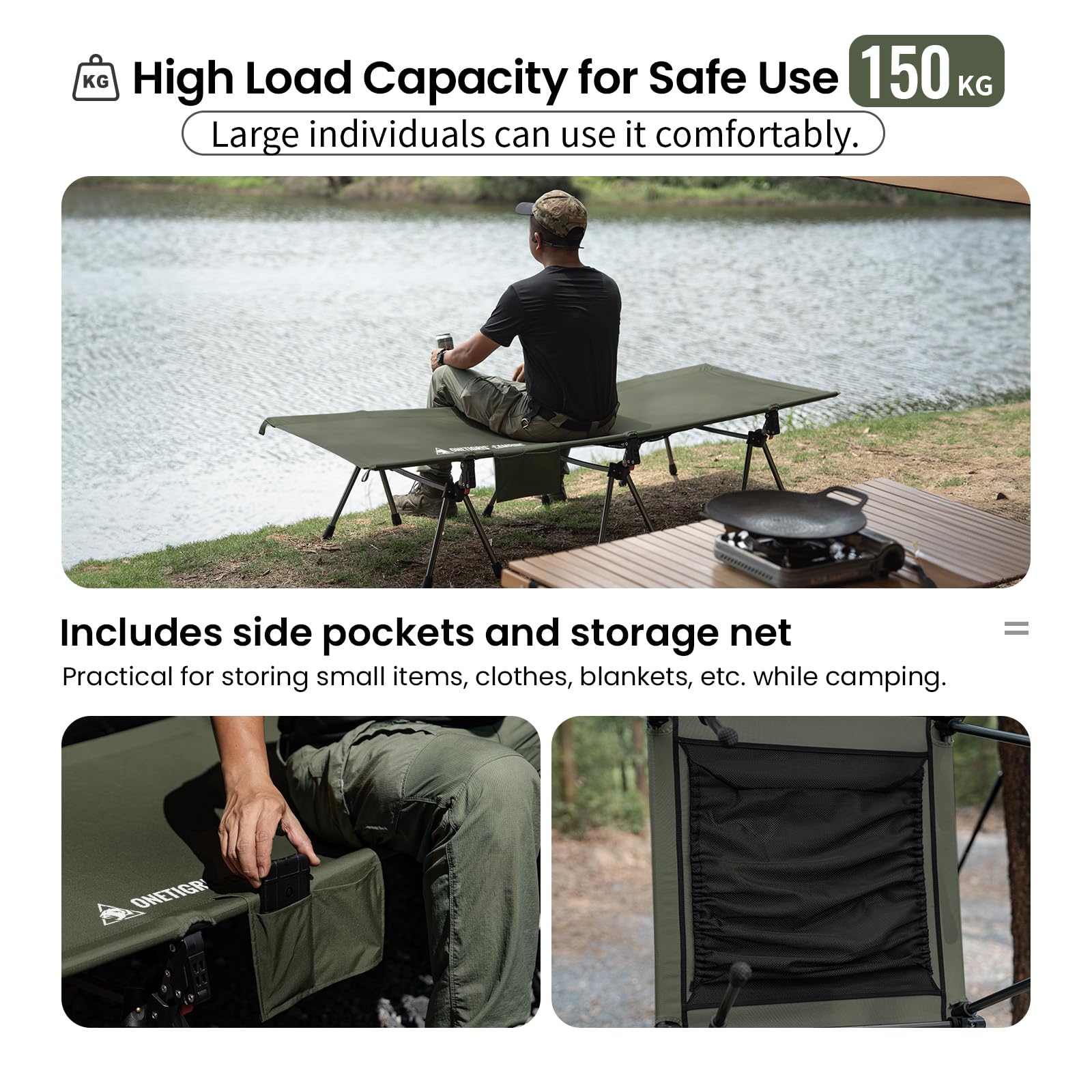 ONETIGRIS Supranubis cot side pocket keeps essentials handy