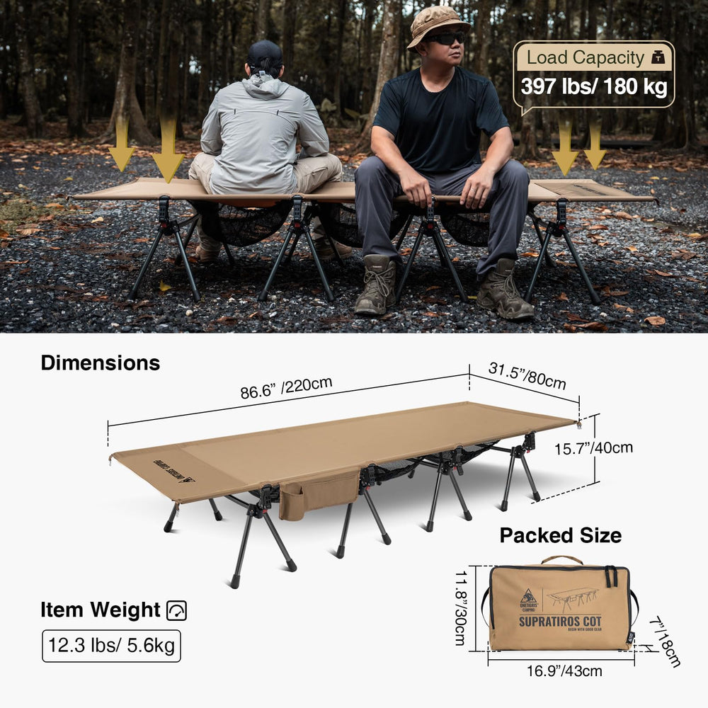 ONETIGRIS SUPRATIROS cot aluminum legs provide strong support and durability.