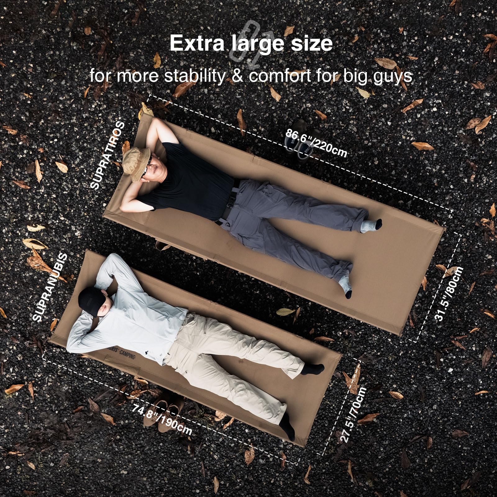 ONETIGRIS SUPRATIROS cot with built-in pillow pocket prevents slipping.