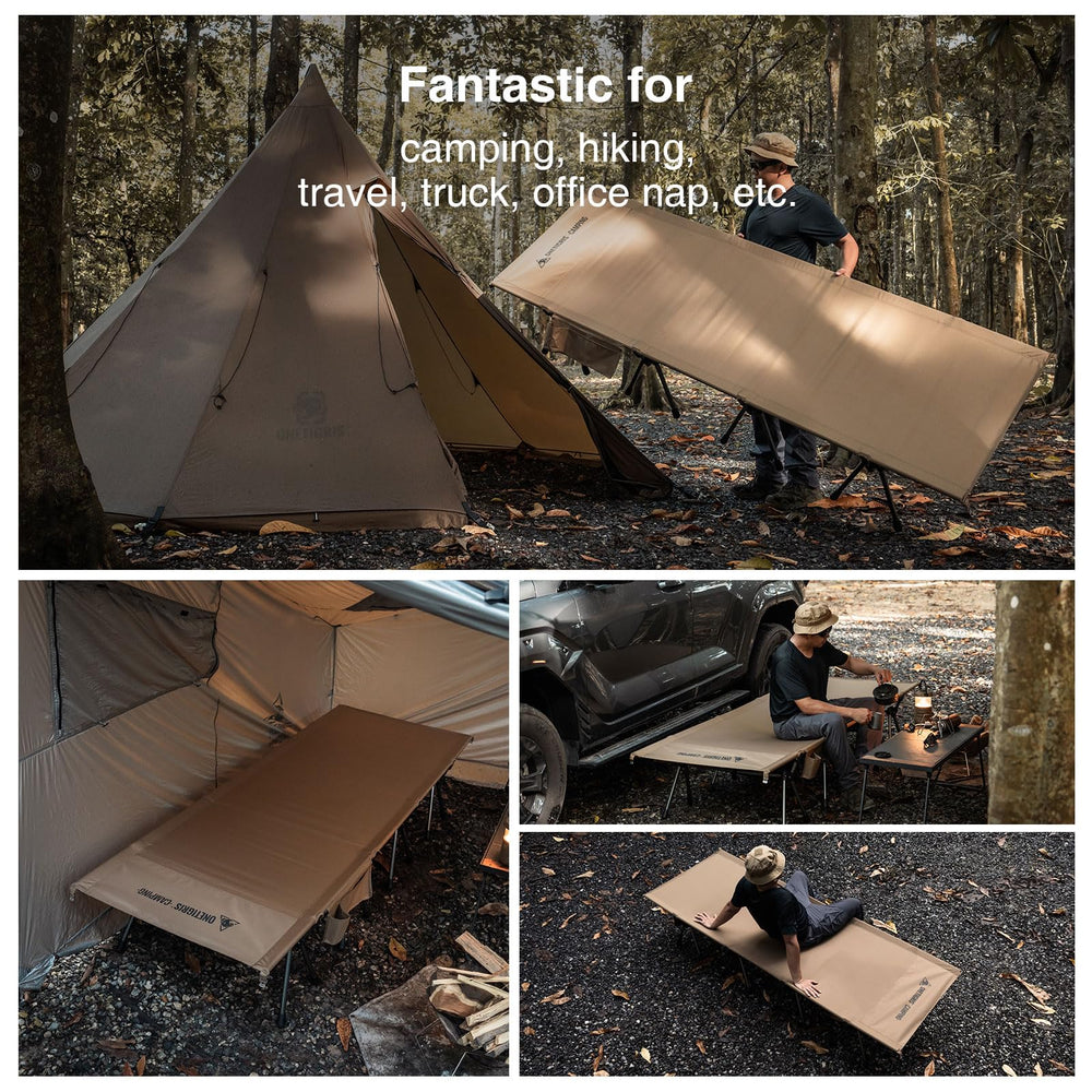 ONETIGRIS SUPRATIROS cot ready for travel use in cars or trucks.