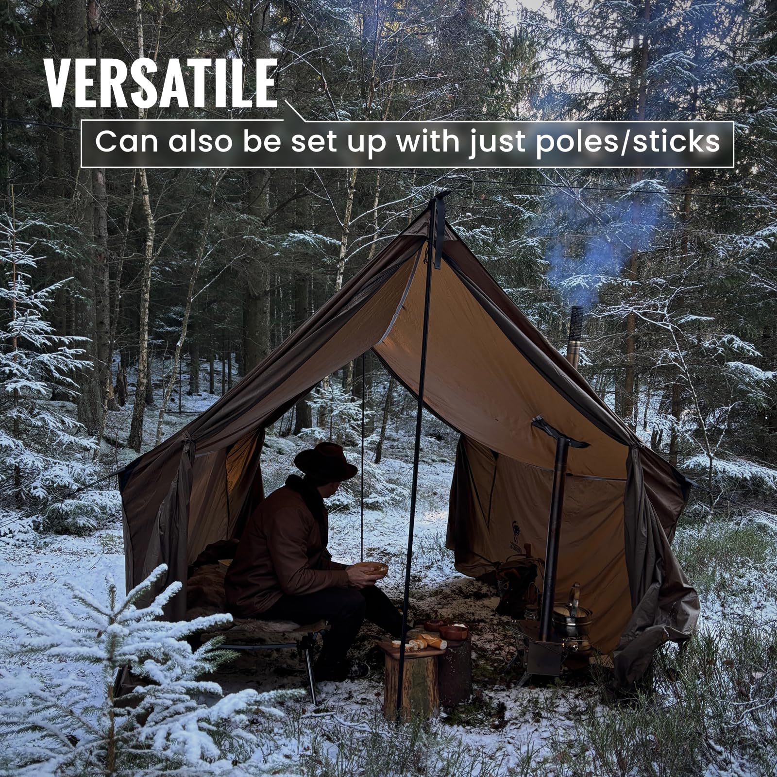OneTigris Tegimen frame-tent compatibility lets you use your own poles.