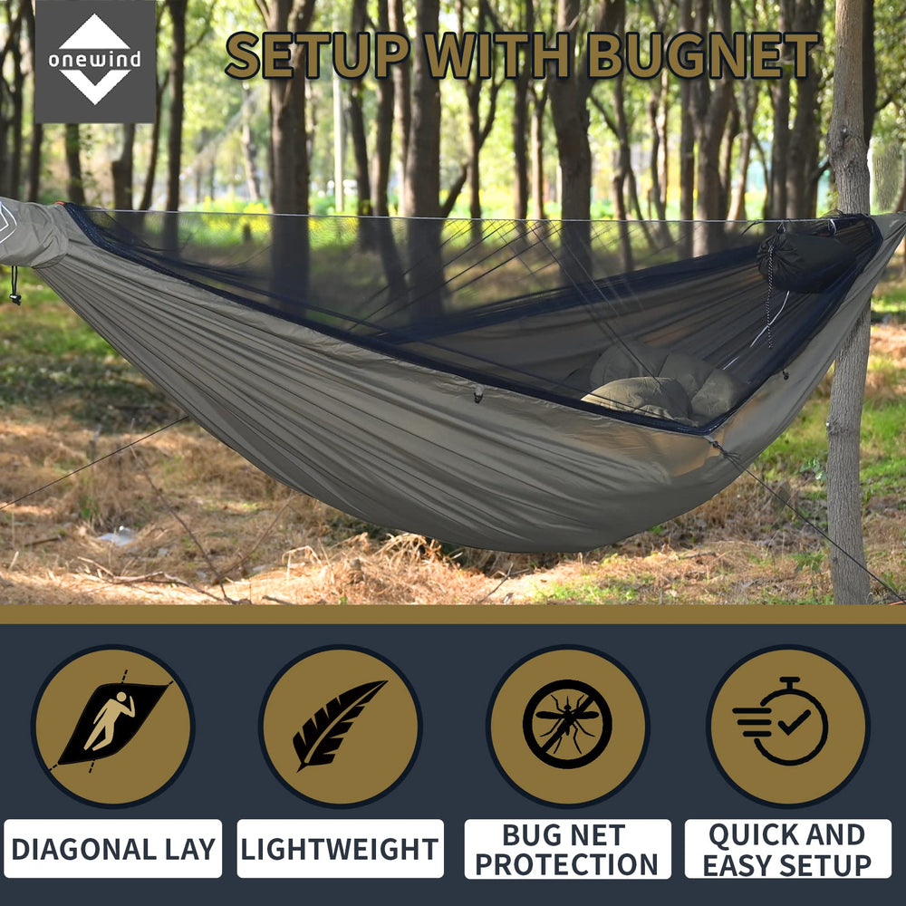 Onewind Airstream Hammock quick setup with dual zippers for easy entry and exit