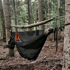 Onewind bugnet bottom-entry hammock demonstrates insect-free rest.