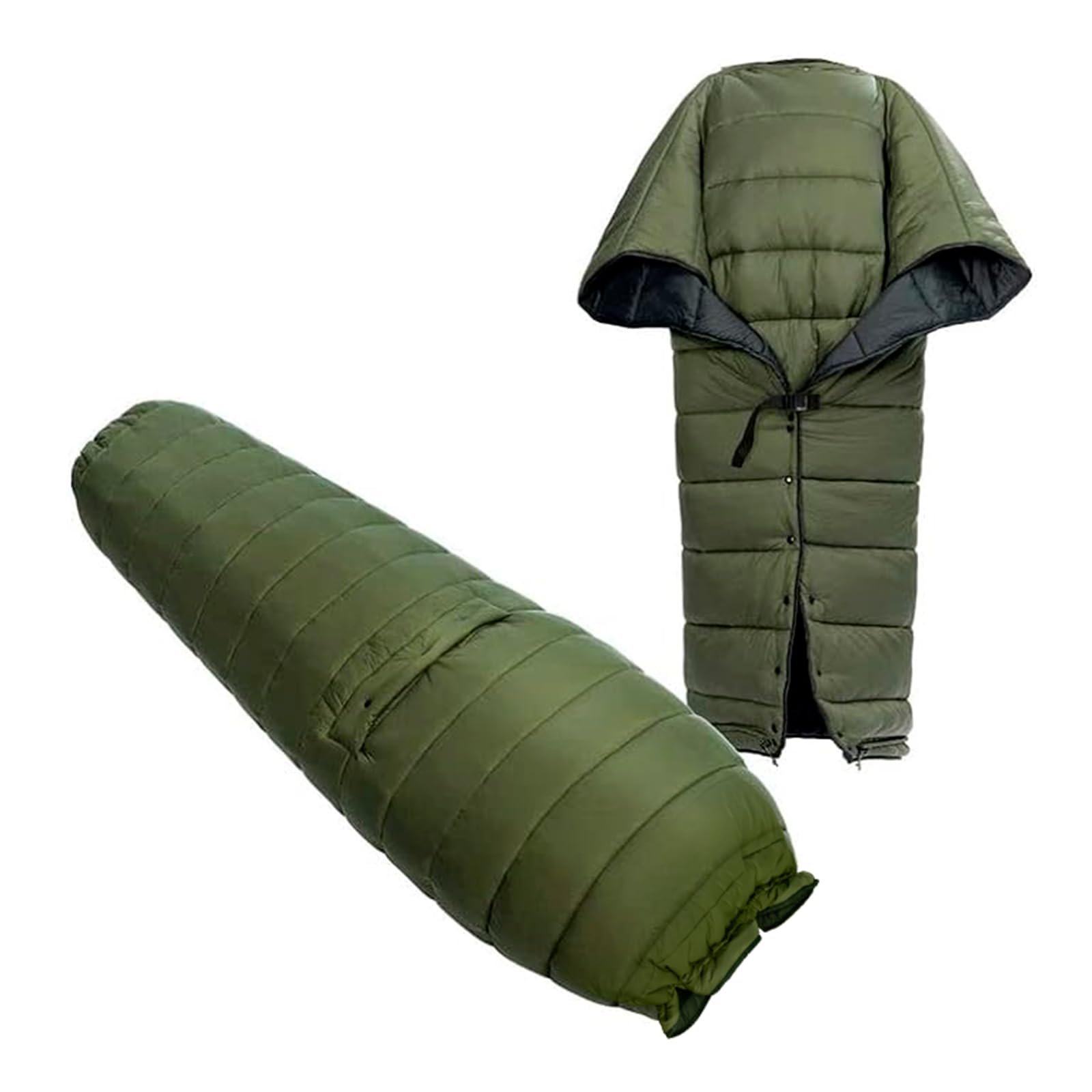 OneWind camping sleeping bag adults worn as a wearable hammock setup for outdoor warmth
