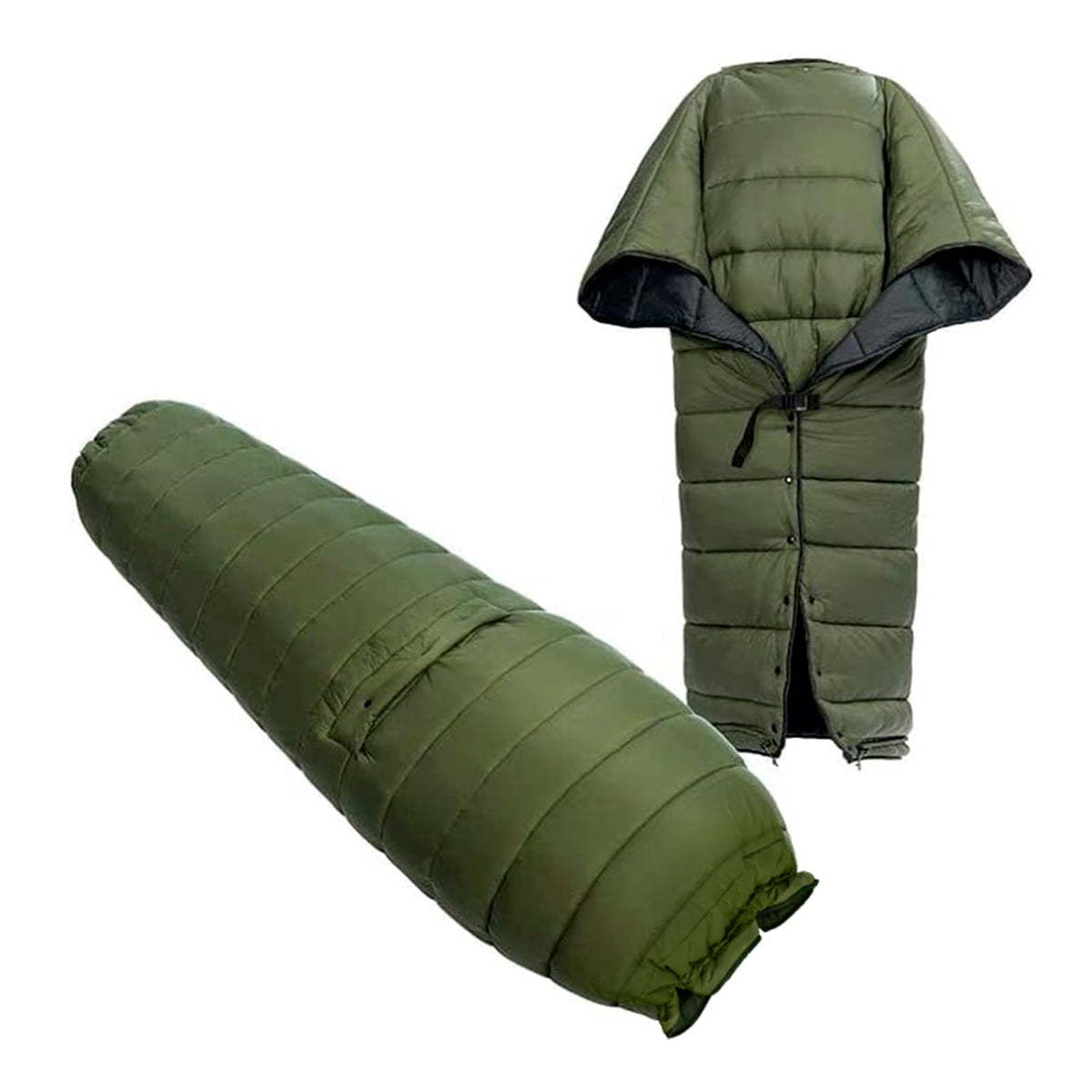 OneWind camping sleeping bag adults worn as a wearable hammock setup for outdoor warmth