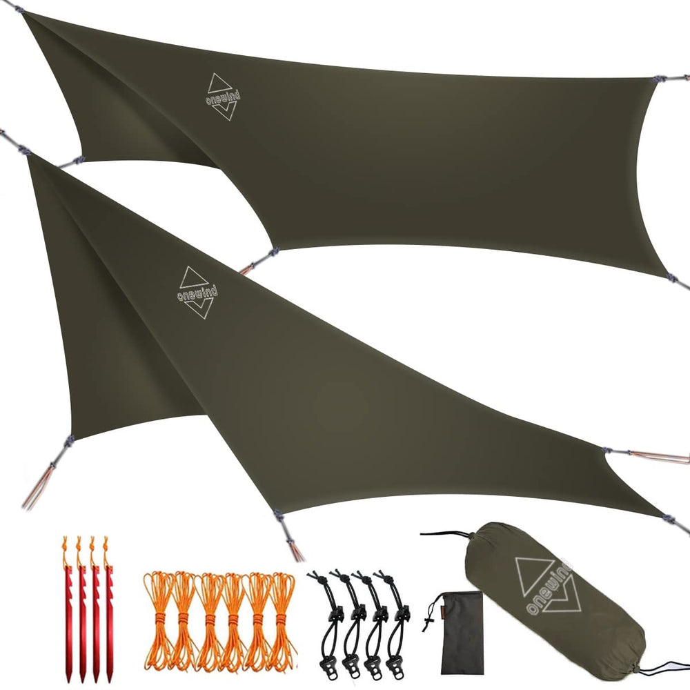OneWind rainfly coverage in OD green protects from rain and wind