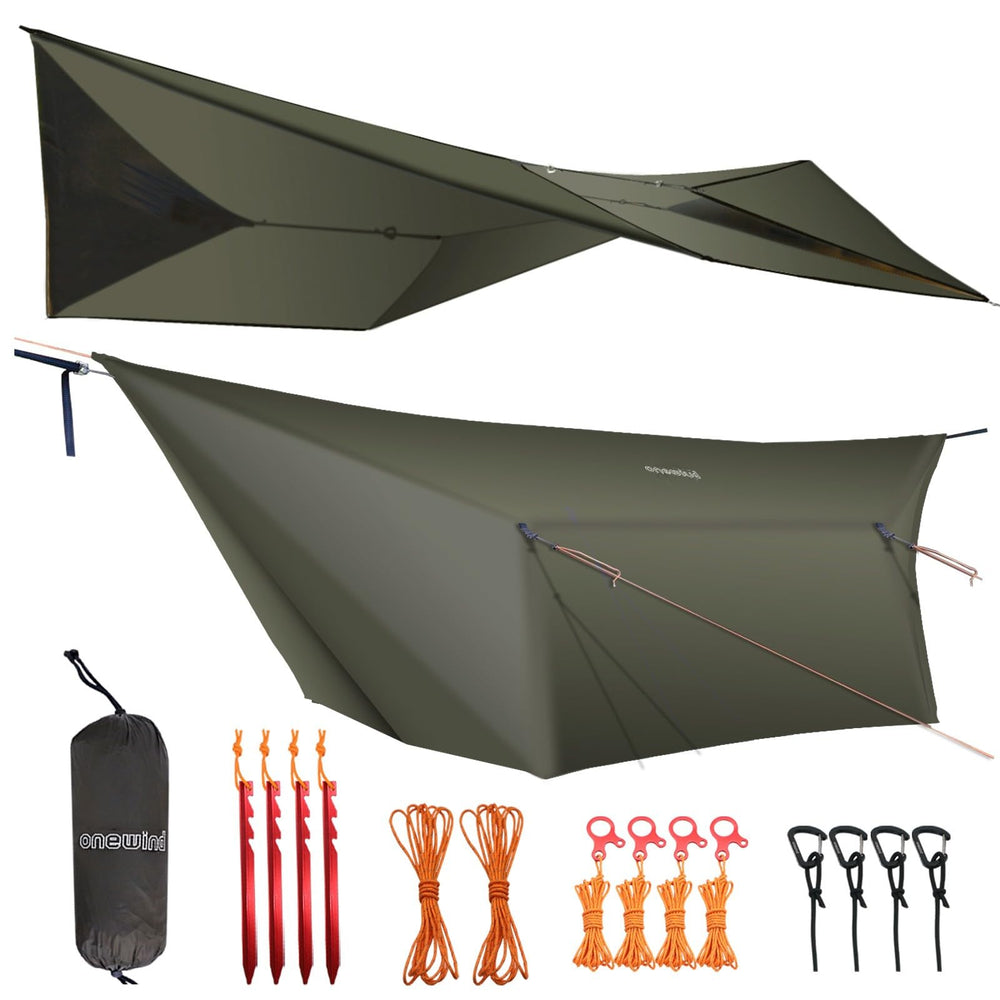 OneWind hammock tarp 12x10 doors closed provides full weather protection for outdoor shelter