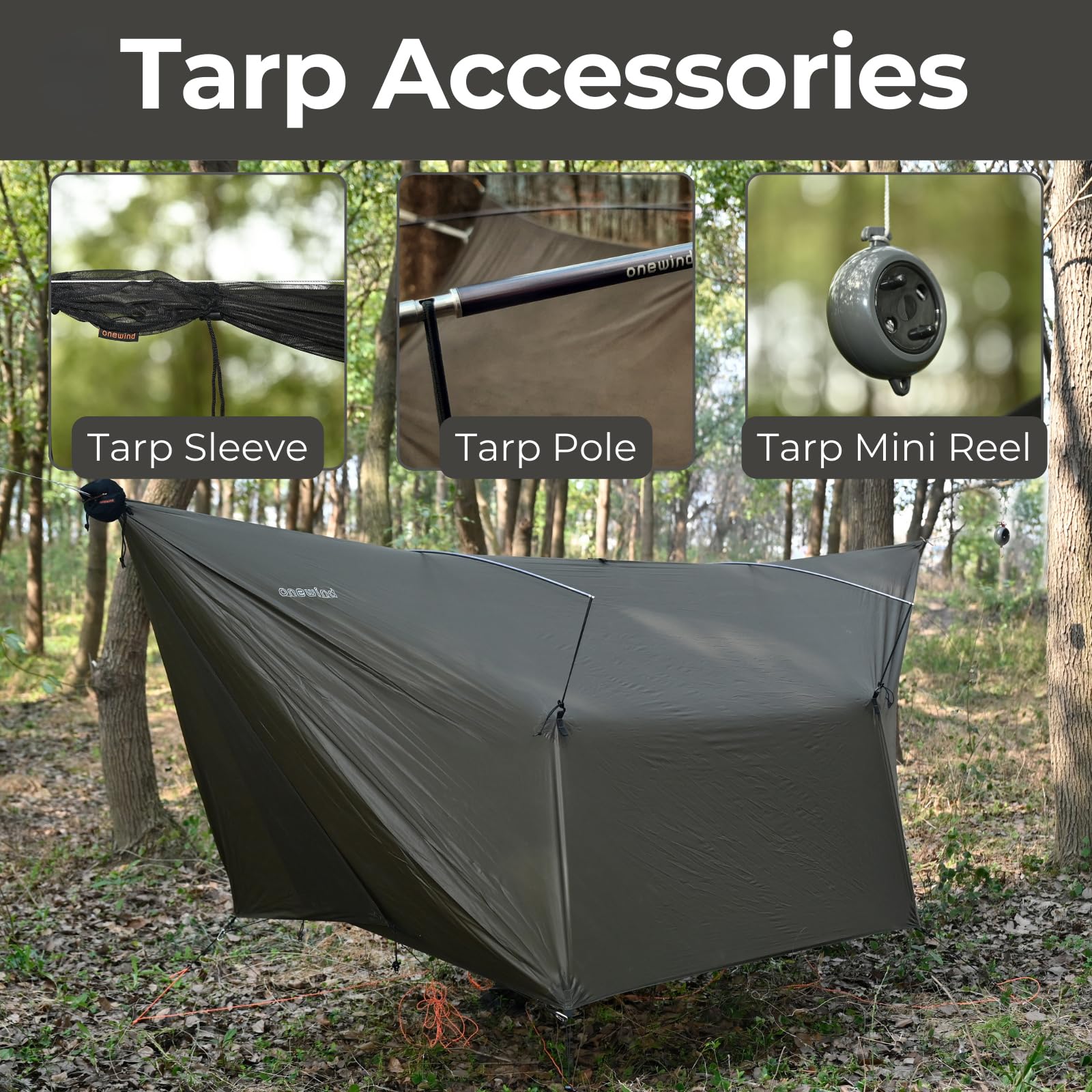 OneWind hammock tarp 12x10 waterproof coverage helps keep gear dry in wet conditions