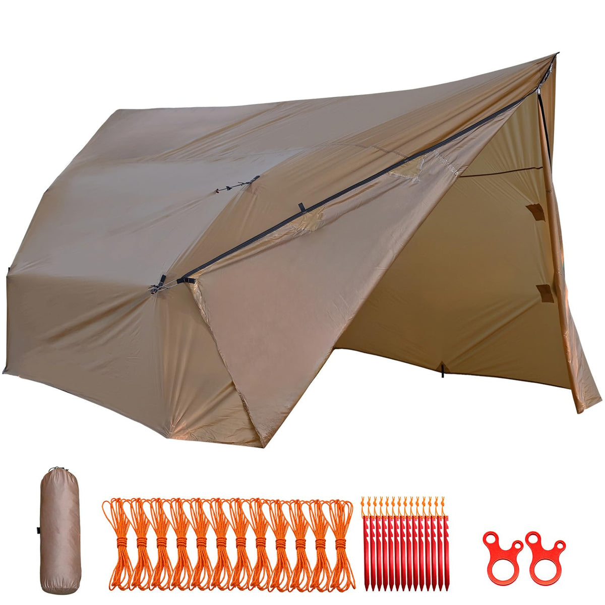 onewind hammock tarp 14x13ft shows wide coverage for two hammocks in rain or sun