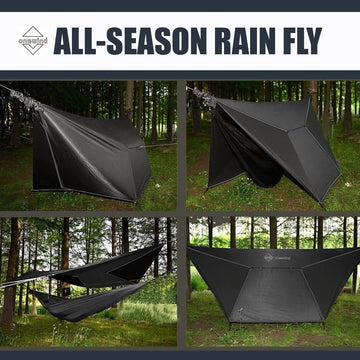 Onewind hammock tarp diamond setup offers versatile shelter for variable weather.
