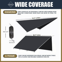 Onewind hammock tarp diamond setup offers versatile shelter for variable weather.