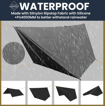 Onewind hammock tarp reflective guyline set enhances night visibility.