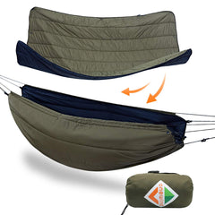 Onewind hammock underquilt in four-season setup for diagonal lay