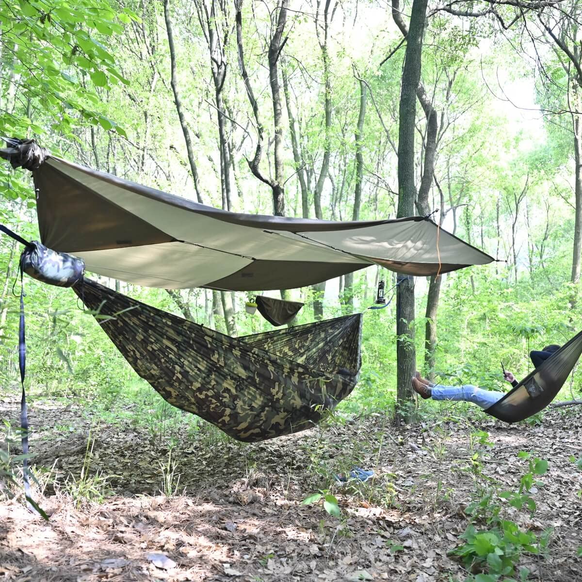Onewind Peak Storage Hammock compresses into a compact pack size for travel.