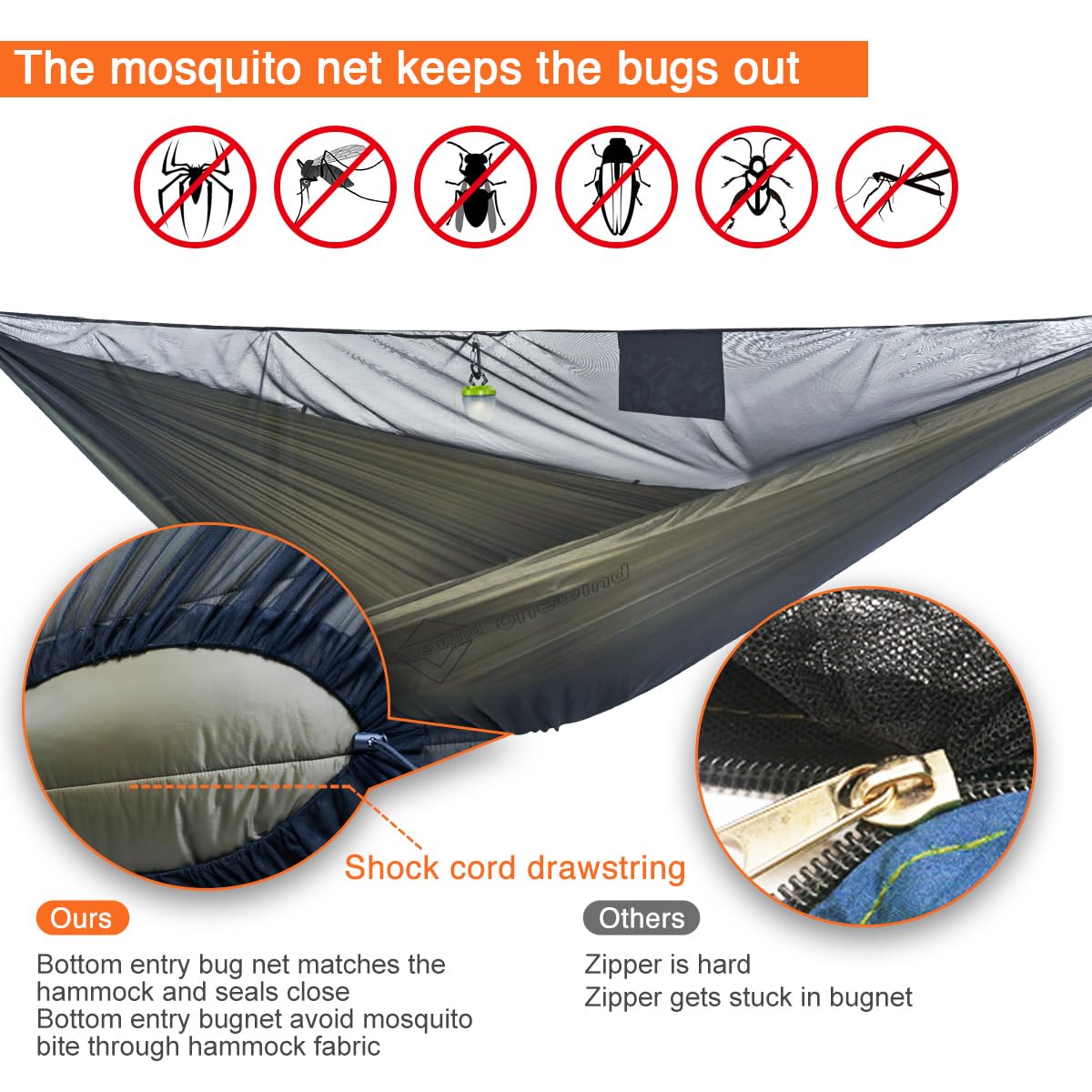 Onewind single-panel hammock 11ft offers diagonal lay comfort.