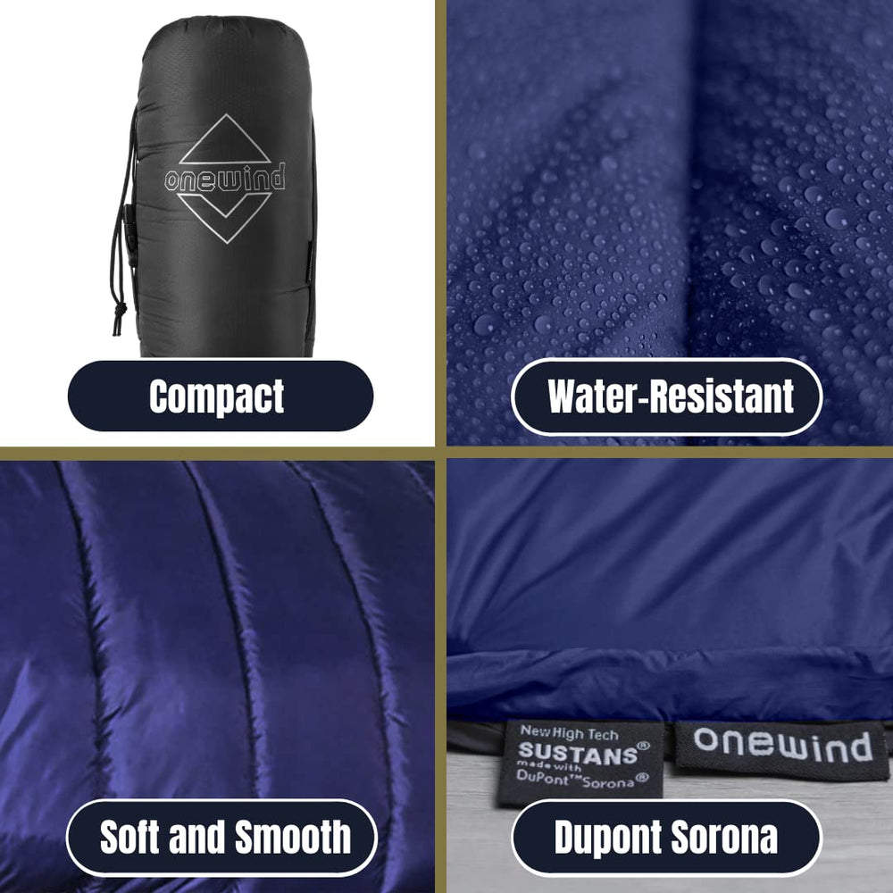 Onewind Sorona loft closeup illustrates high warmth retention and fast recovery after compression.