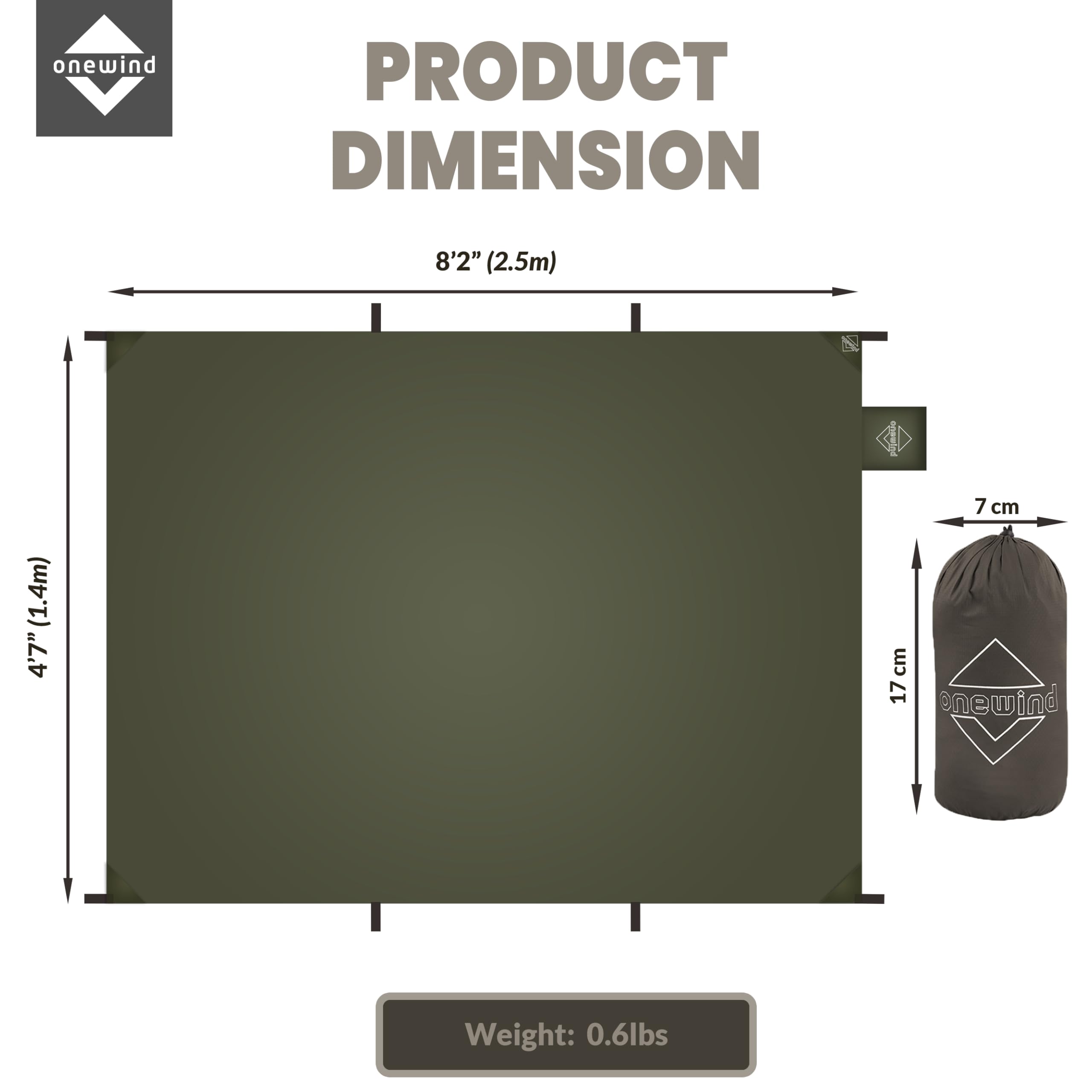 Onewind sunshade and ground mat ideal for beach and camping setups.