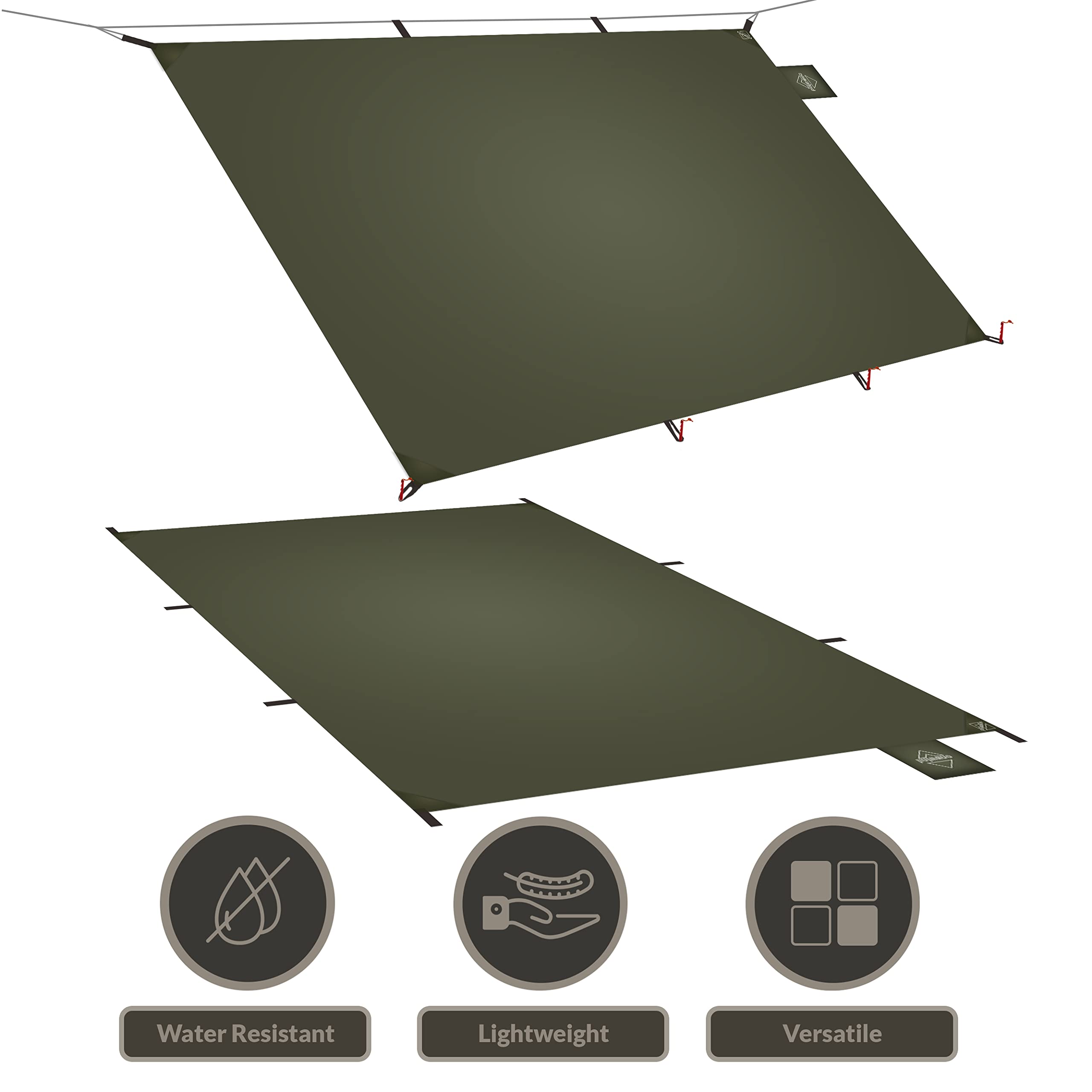Onewind multipurpose tarp can serve as rain fly or picnic mat.