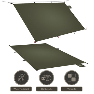 Onewind multipurpose tarp can serve as rain fly or picnic mat.