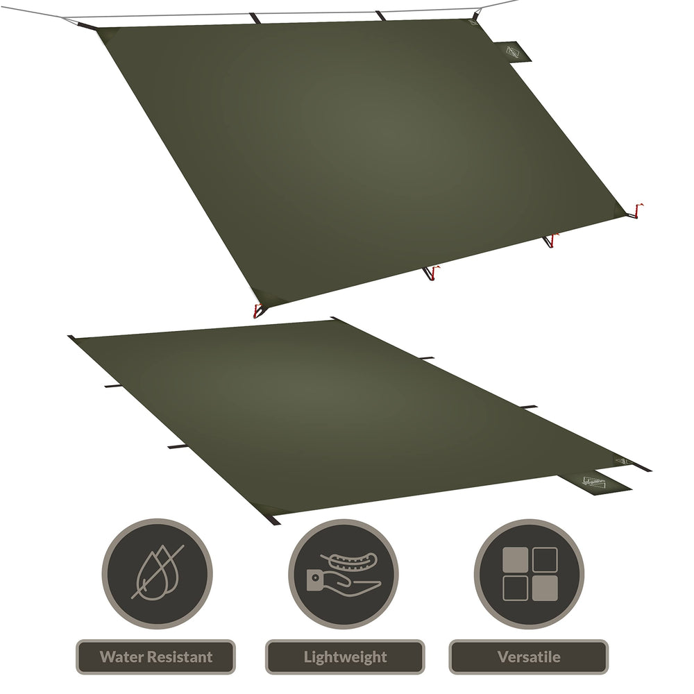 Onewind multipurpose tarp can serve as rain fly or picnic mat.