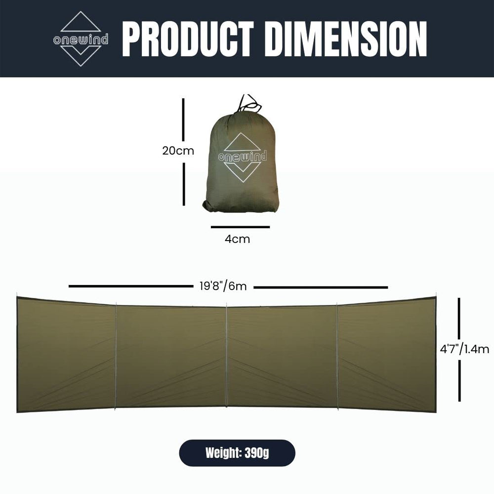 Onewind privacy shield at tent entrance creates privacy and calm space