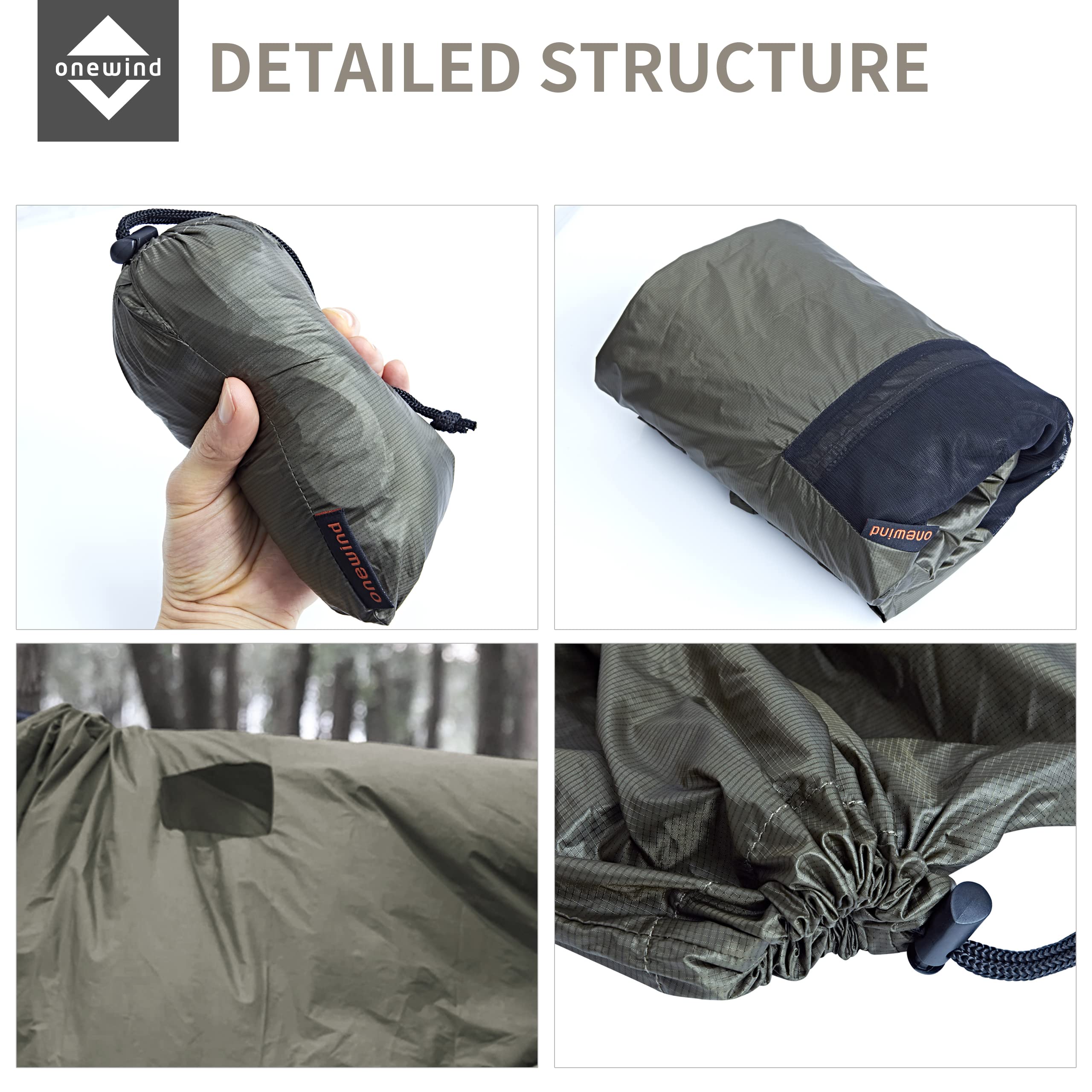 Onewind windsock combines hammock cover and underquilt protection in one piece.