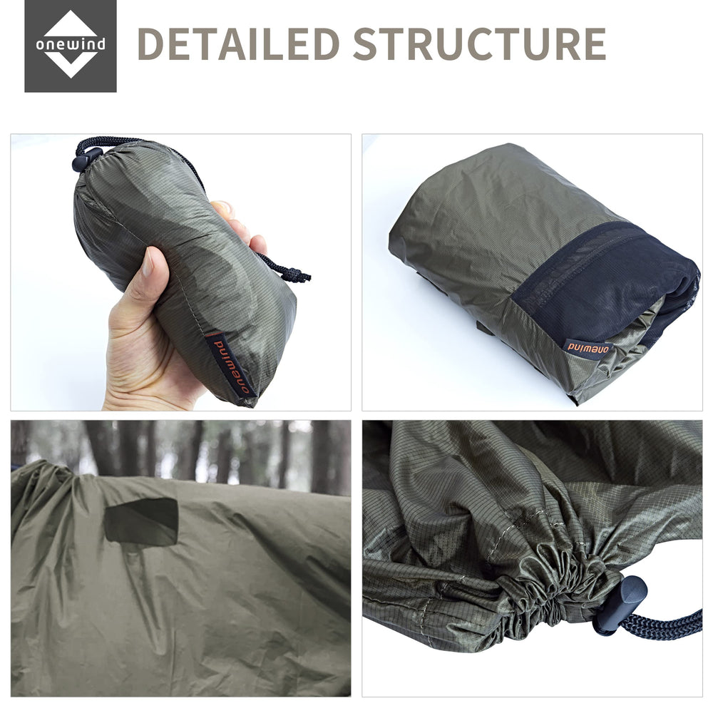 Onewind windsock combines hammock cover and underquilt protection in one piece.