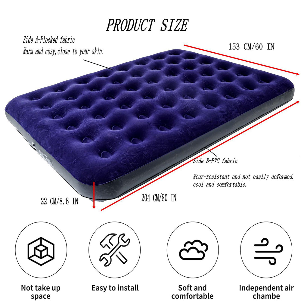 Onirii queen size air mattress pump use demonstrates versatile inflation at home or car