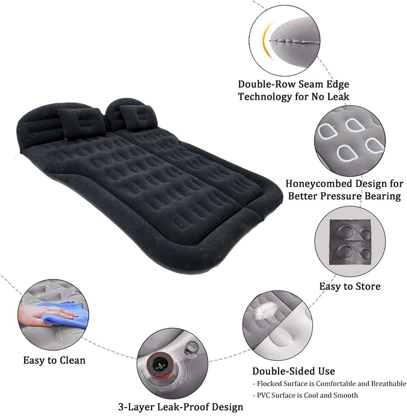 Onirii SUV Mattress bundle includes pillows and travel accessories.