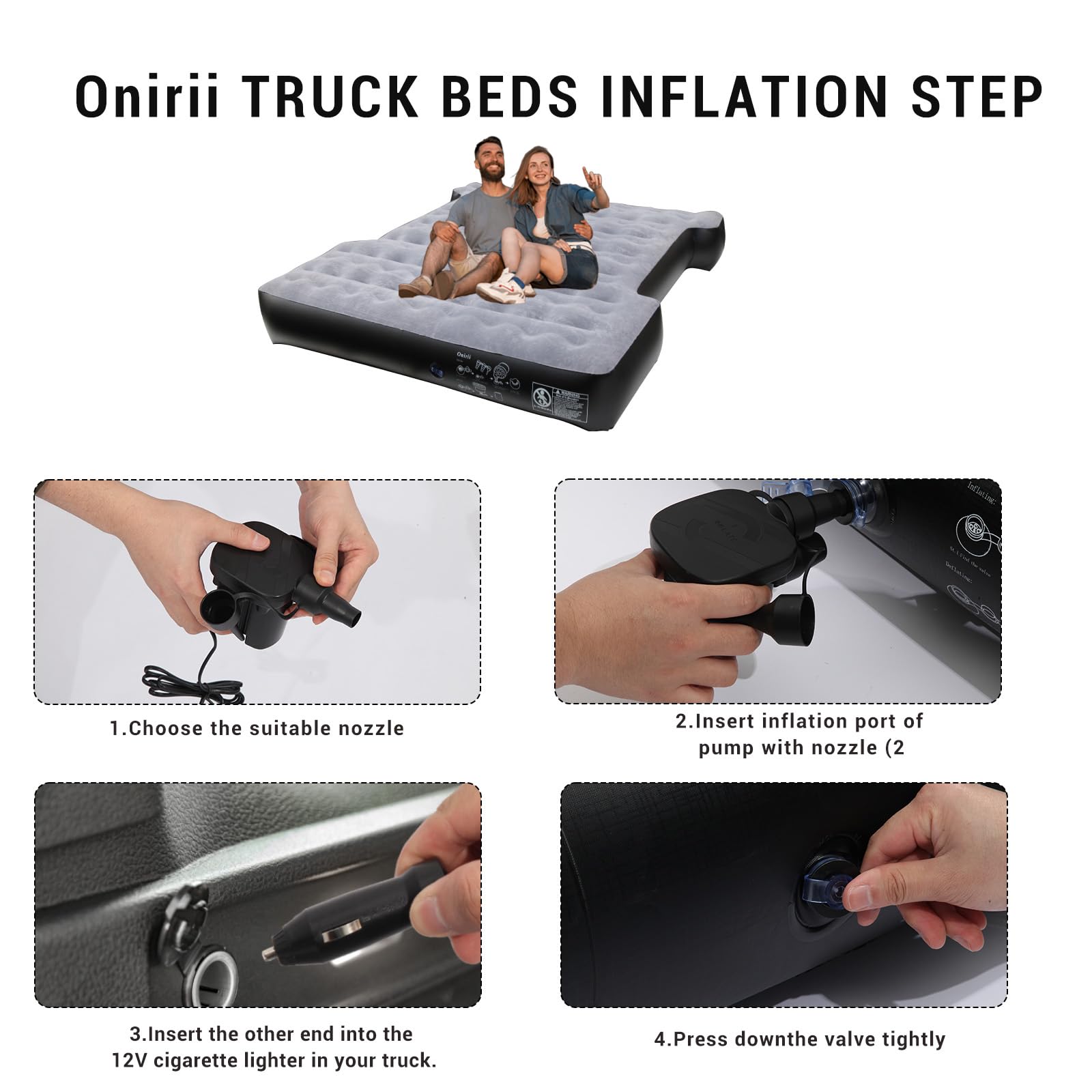 Onirii truck bed mattress supports 2-3 people for shared trips.