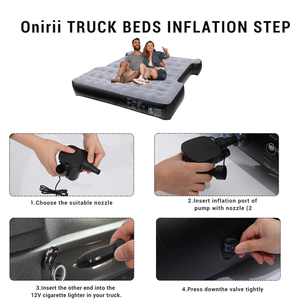 Onirii truck bed mattress supports 2-3 people for shared trips.