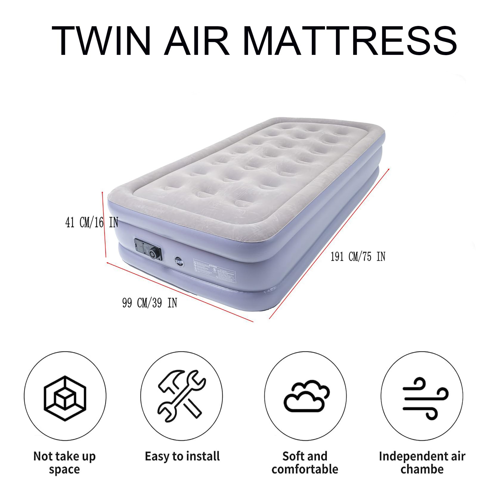 Onirii twin air mattress twin size in compact form for small rooms