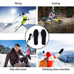 OnIUeZky heated insoles inside boots during a winter hike.