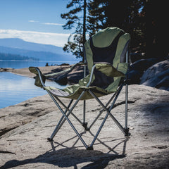 Oniva reclining camp chair side view showing adjustable armrests for personalized comfort