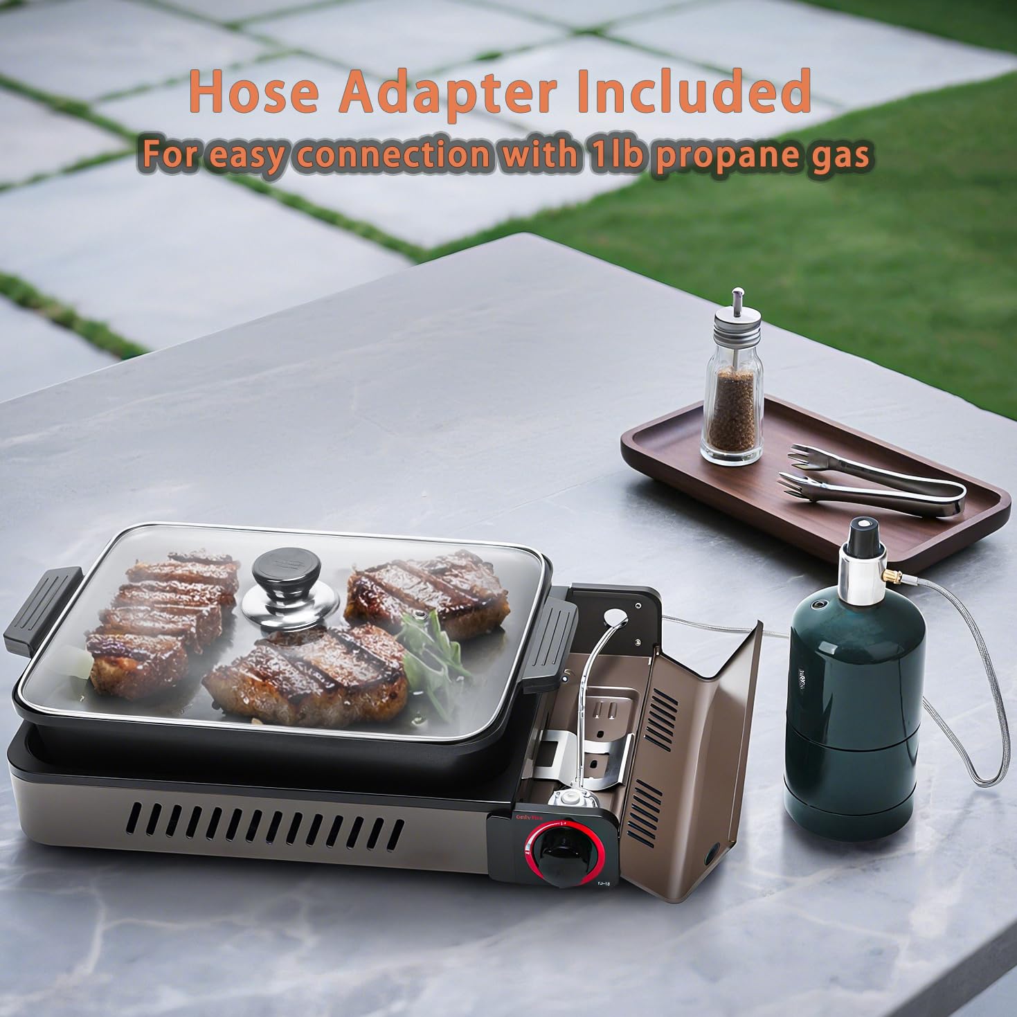 ONLYFIRE OUTDOOR LIVING compact stove with instant ignition for outdoor cooking