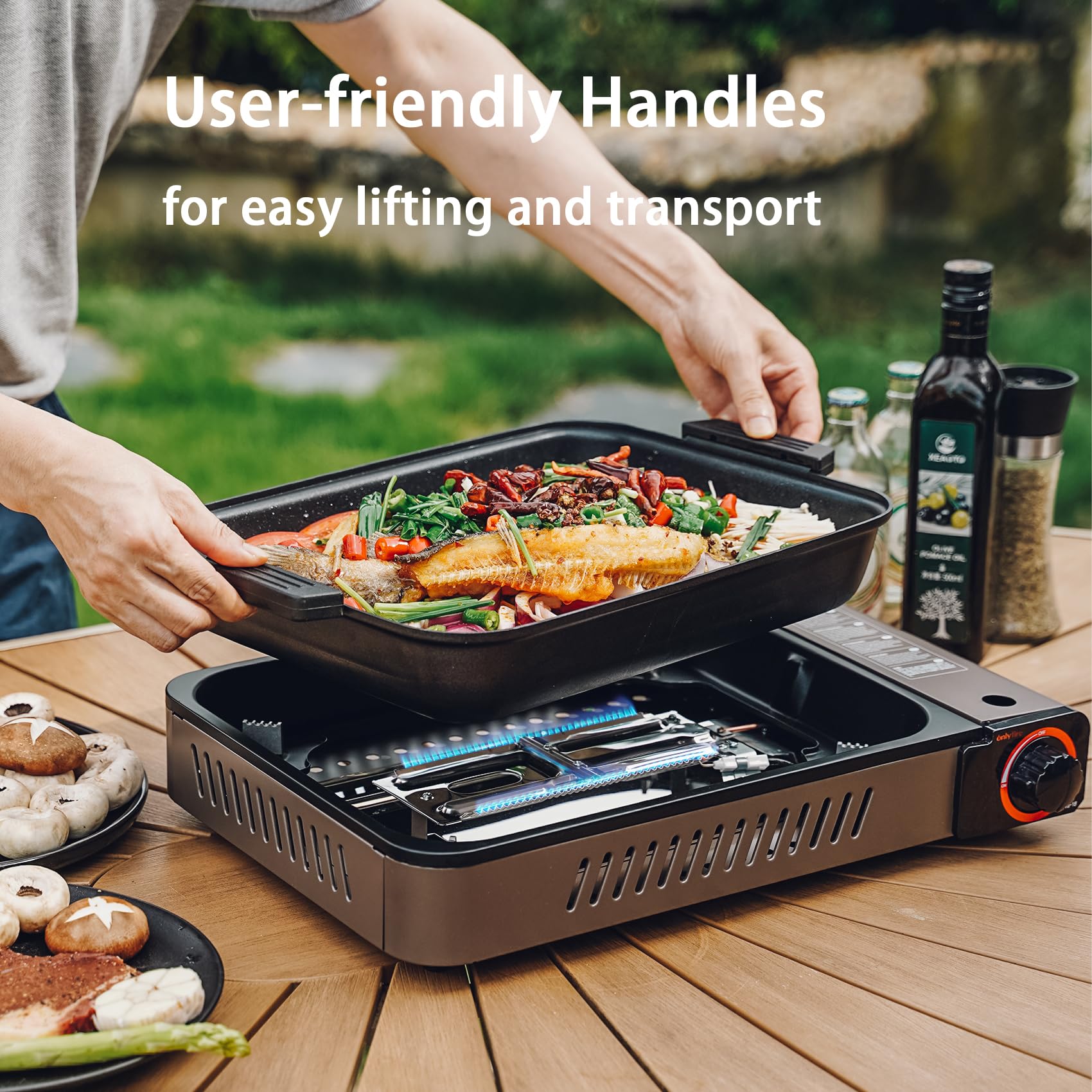 ONLYFIRE OUTDOOR LIVING propane adapter included for flexibility