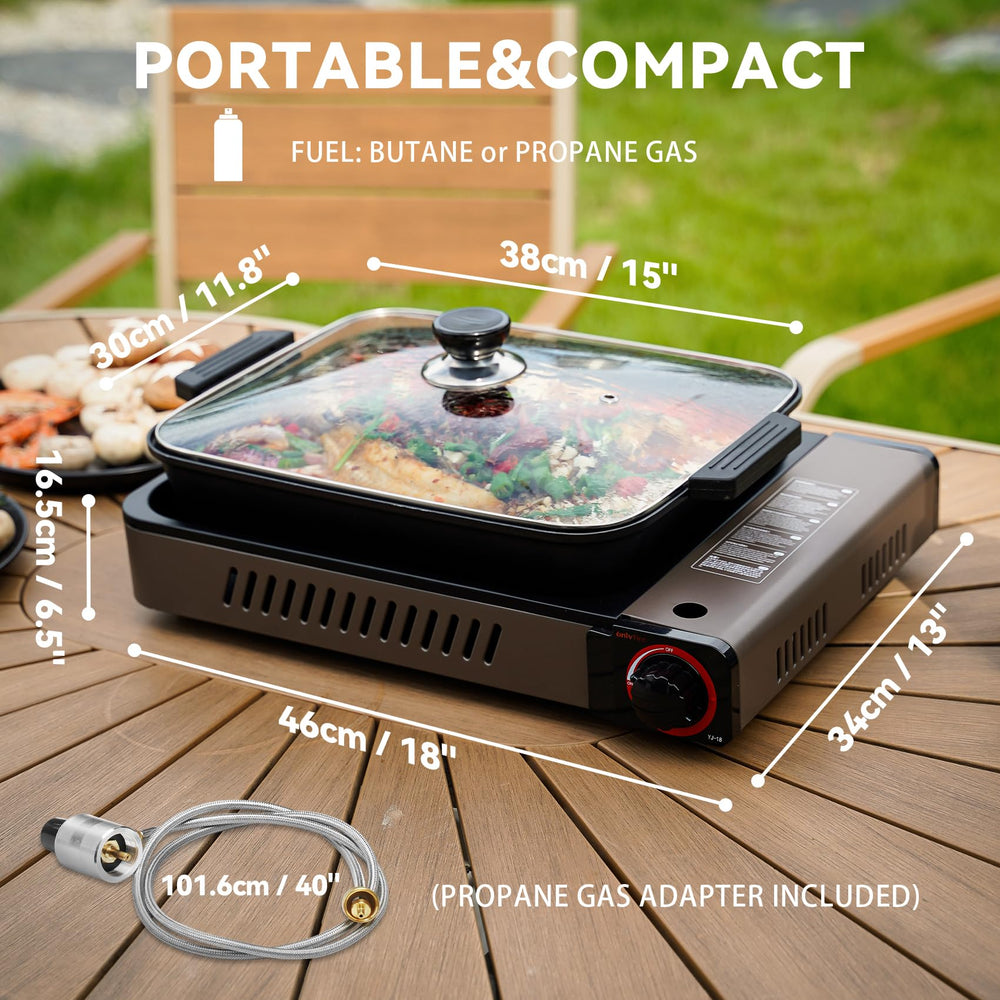 ONLYFIRE OUTDOOR LIVING stove with glass lid for heat retention