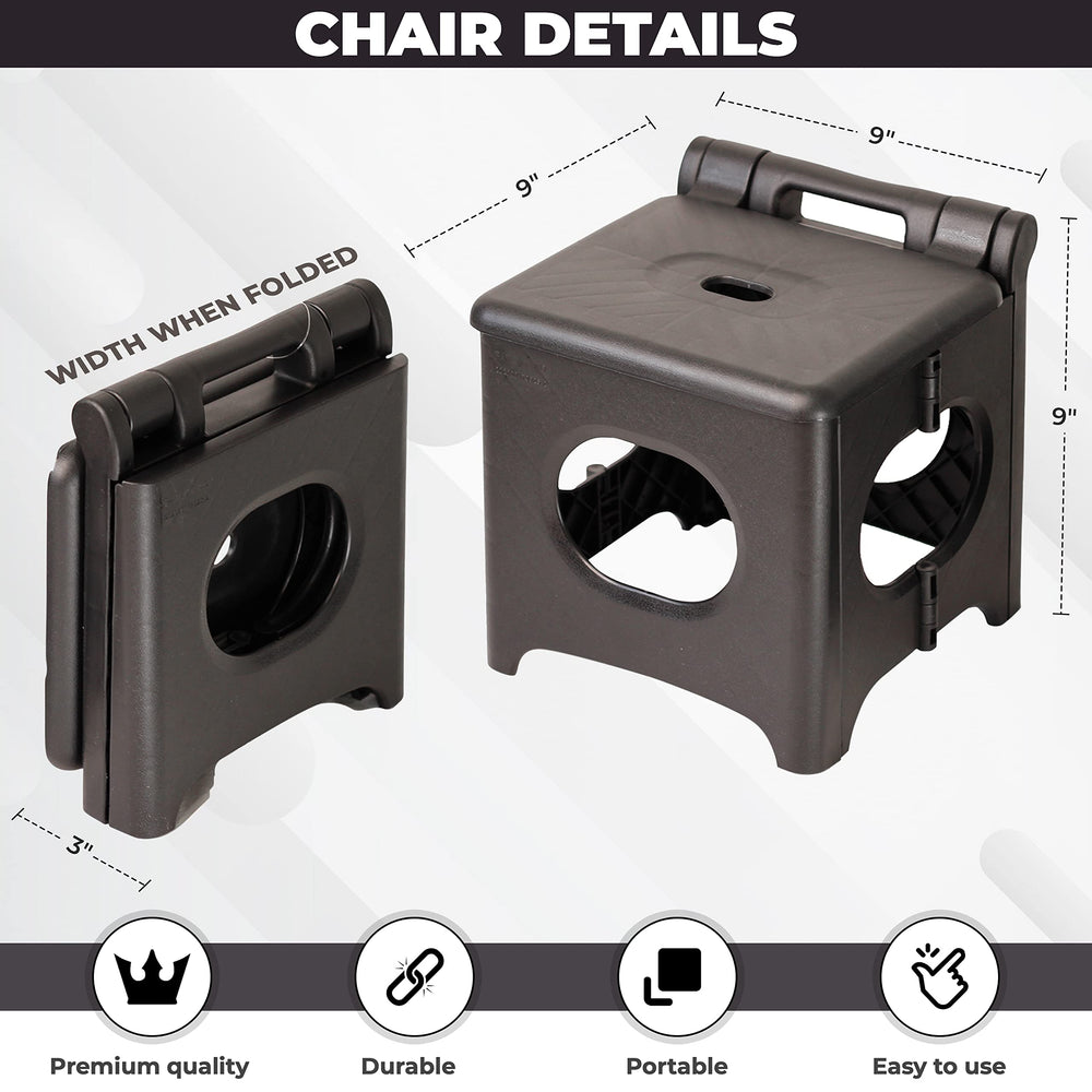 Onmaru mini folding stool four-leg-design ensures stable outdoor seating on uneven ground.