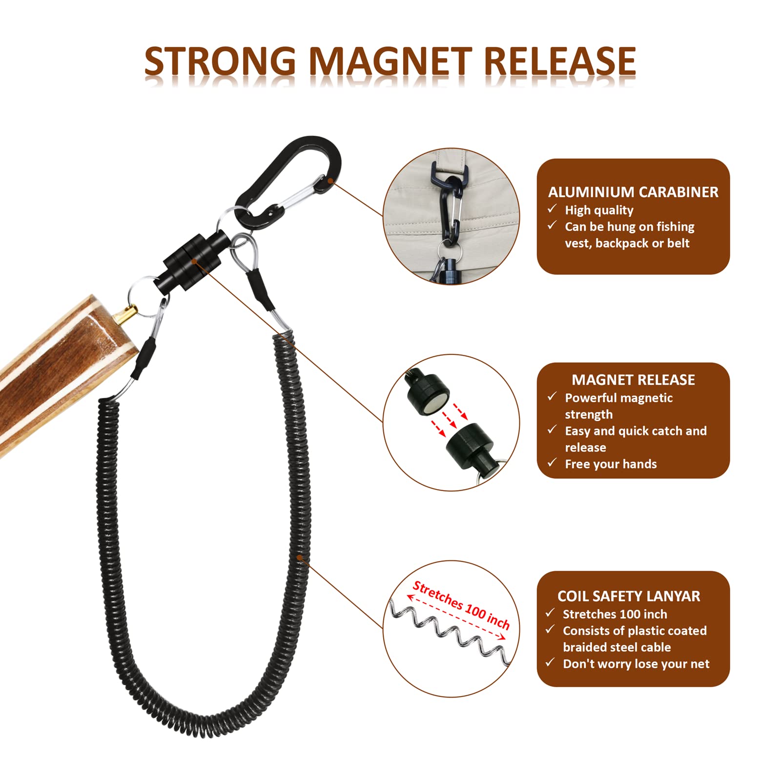 ONROCL coil safety lanyard complements the magnet release for reliable reach.