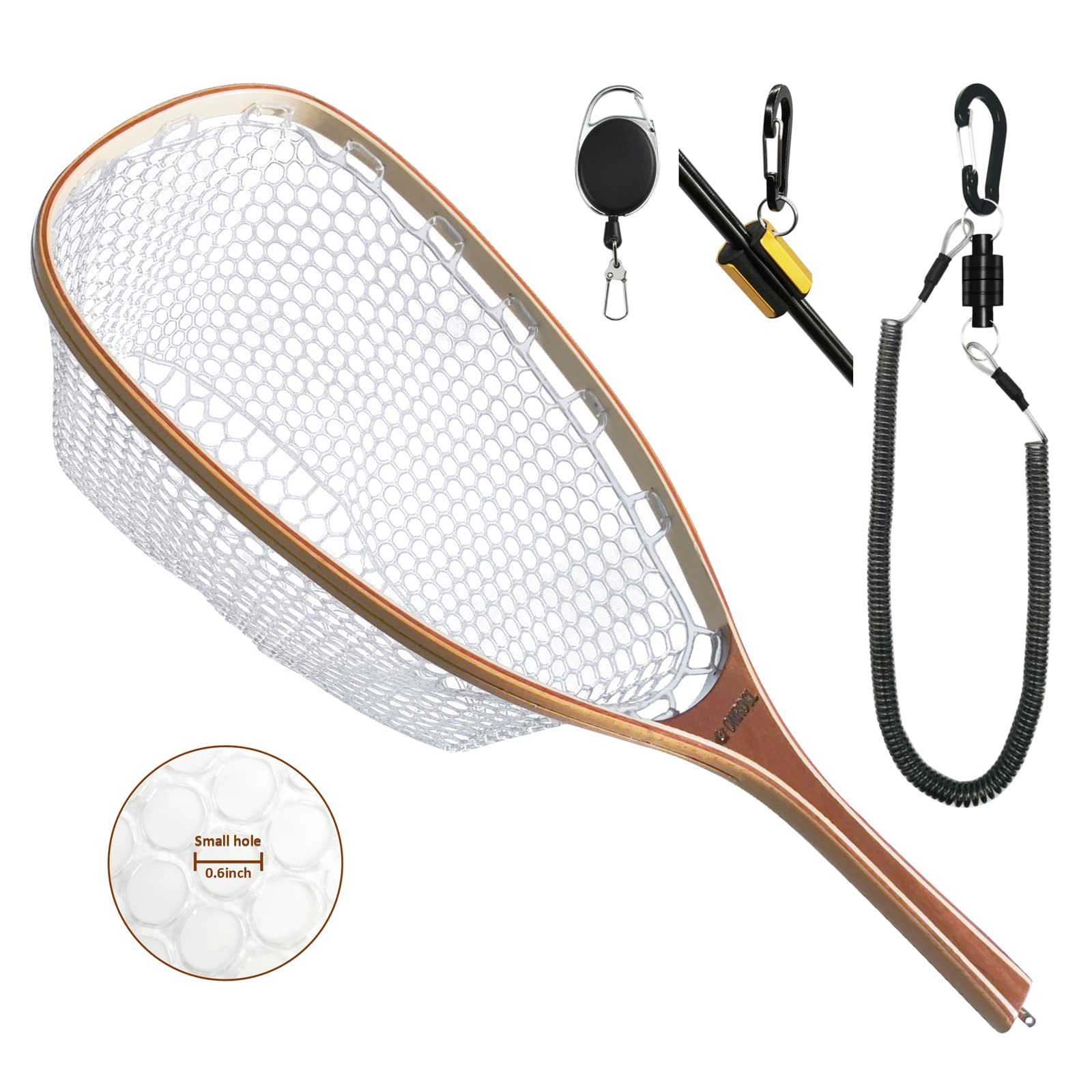 ONROCL wooden frame fly fishing net