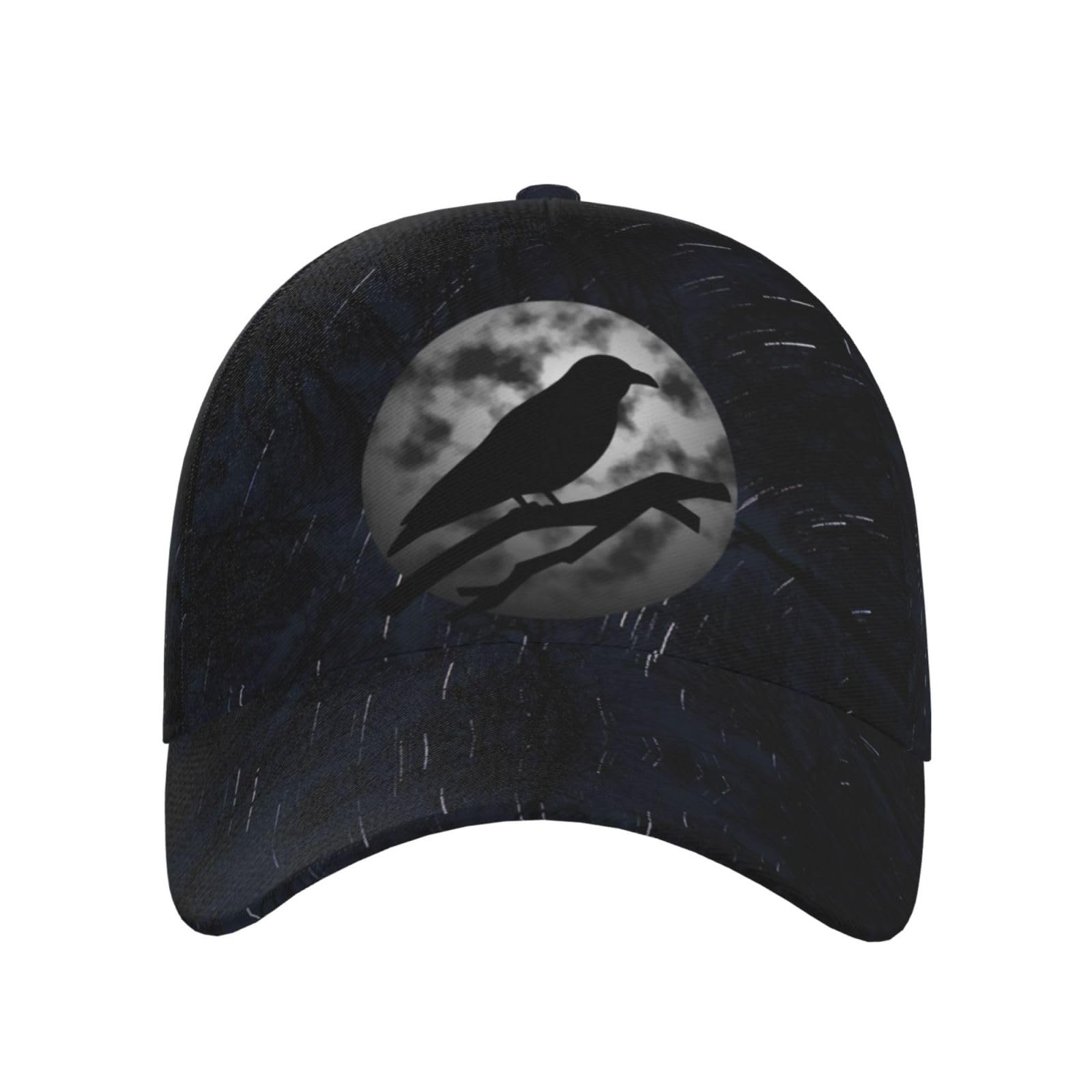 ONVOWO vintage crow raven moon cap – front view, stylish sun protection.