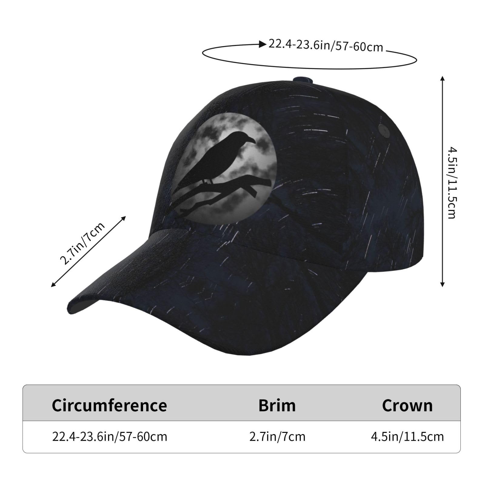 ONVOWO vintage crow raven moon cap – gift-ready packaging, ideal present.