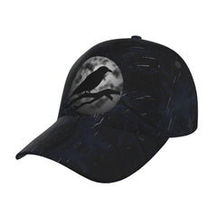 ONVOWO vintage crow raven moon cap – side view, versatile unisex fit.