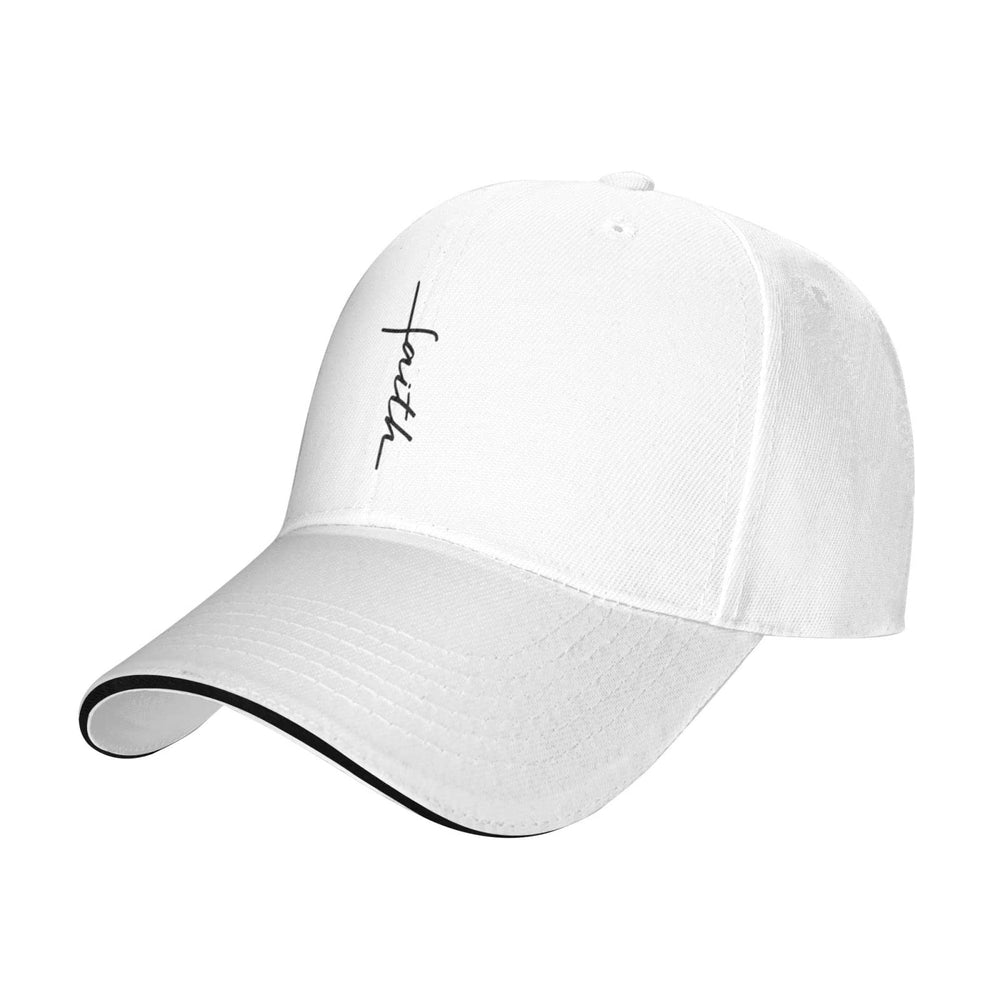 ONVOWO Faith Cross Script cap, side view, adjustable fit for men, women, teens.