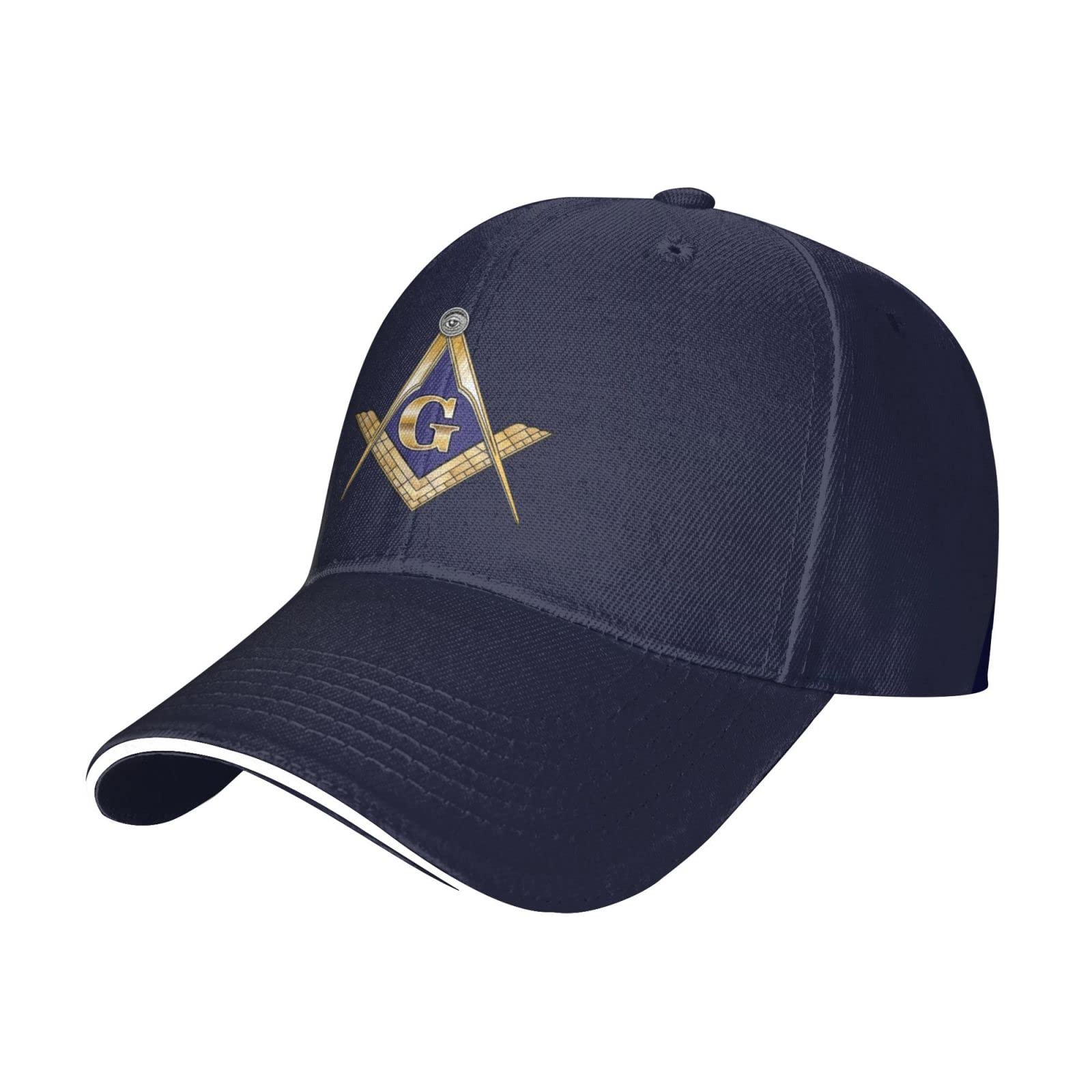 Onvowo Masonic baseball hat navy front view offers sun protection.