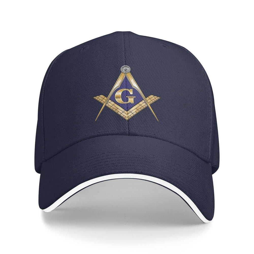 Onvowo Masonic baseball hat navy side view for outdoor use.